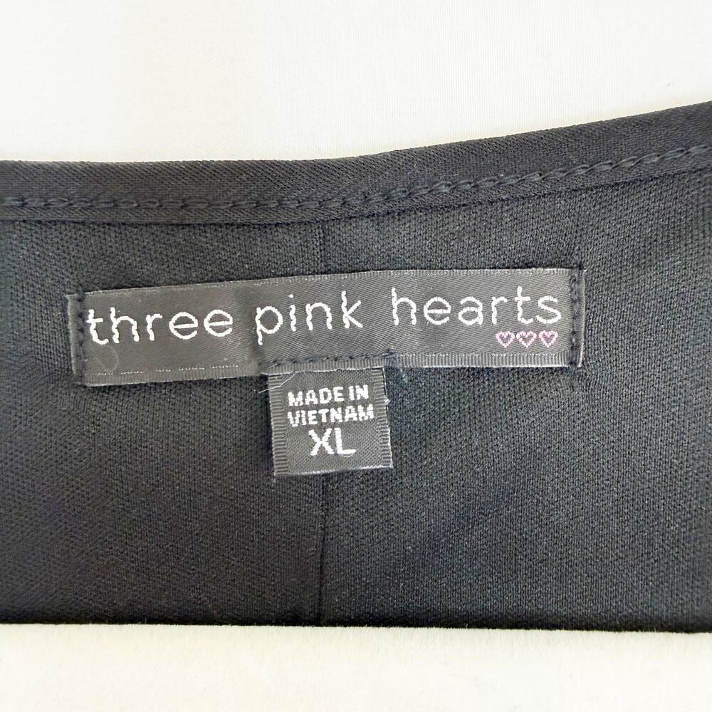 Three Pink Hearts Sleeveless Black & Pink Floral Blouson Maxi Dress Women's XL - Picture 7 of 13